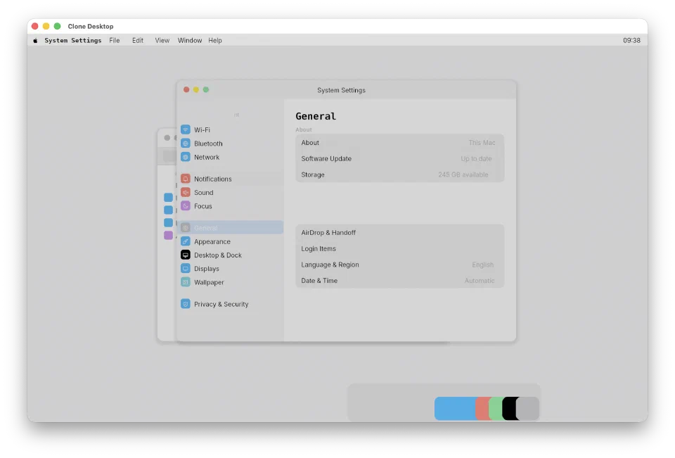 Settings showing the General panel in light mode