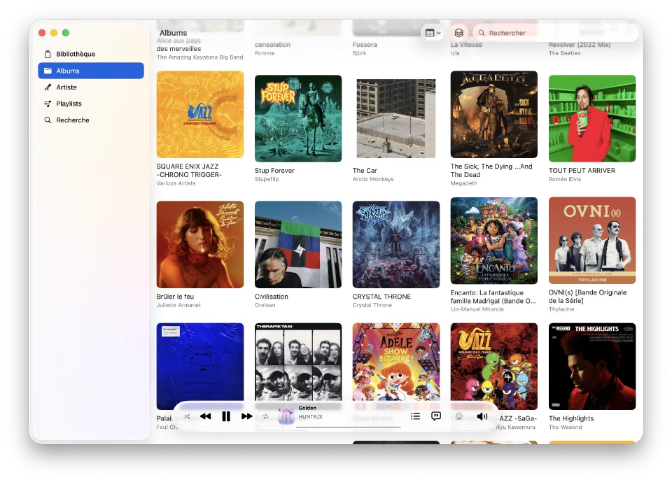 Albums grid view on macOS